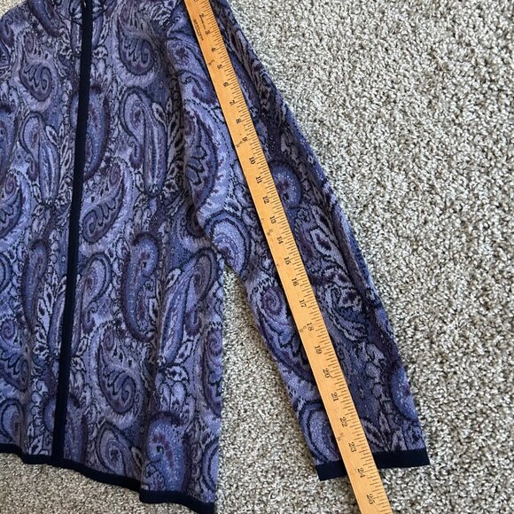 Pendleton Womens Plus 1X Purple Paisley Full-Zip Jacket Merino Wool Long Sleeve - Picture 9 of 10